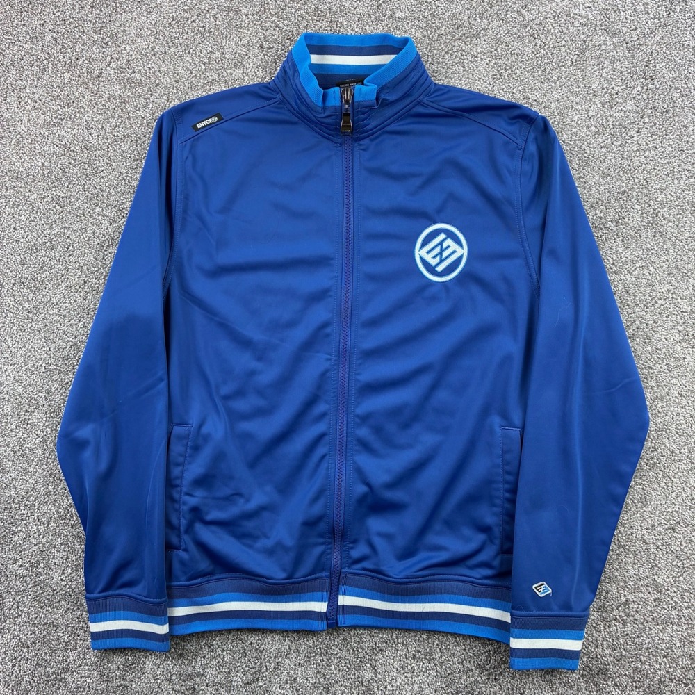 Vintage Y2K ENYCE Track Jacket Mens Large Royal Blue Zip Logo Ribbed Cuffs
